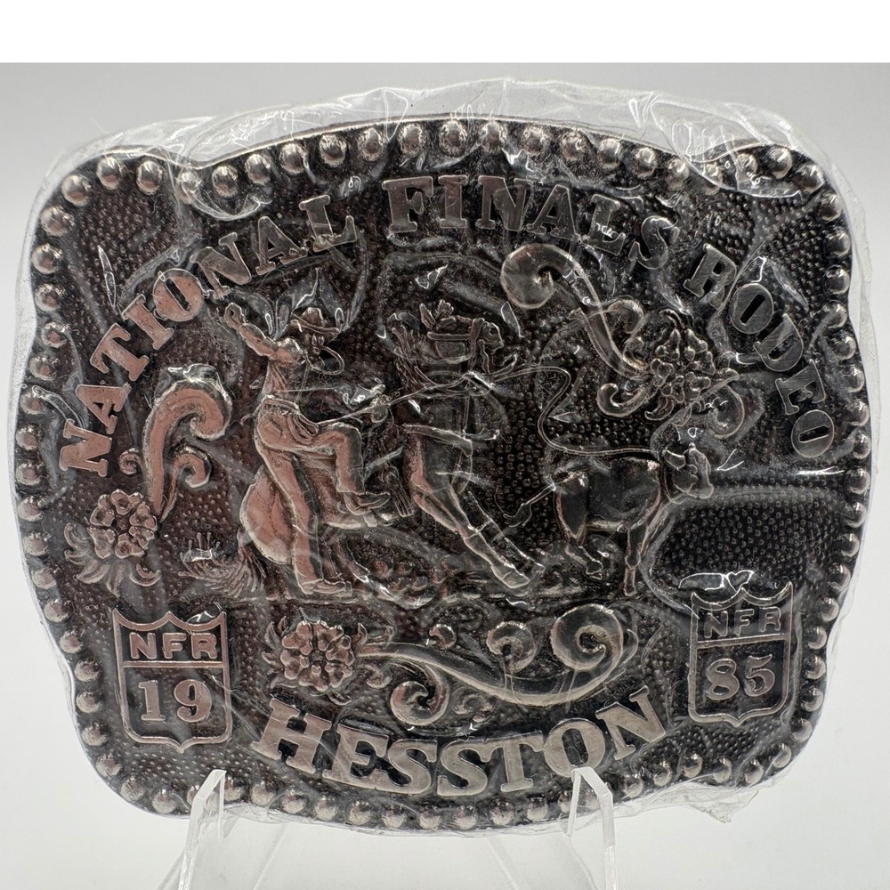 Hesston National Finals Rodeo Belt Buckle 1985 NFR Cowboy Bull Roping NEW